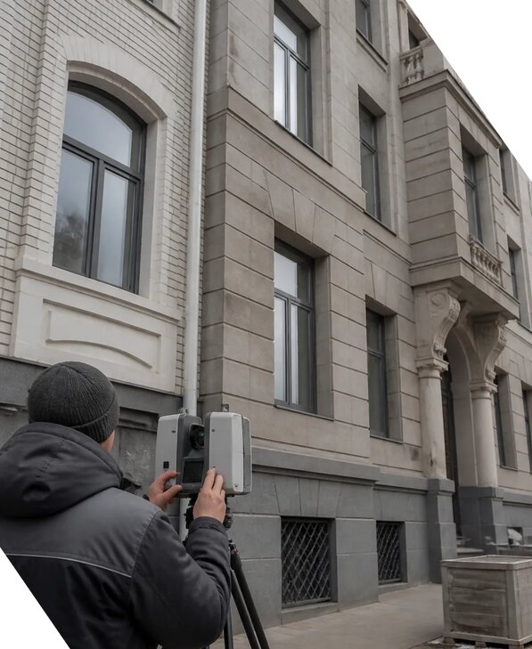 Лазерное сканирование фасадов зданий для обследования в Сосногорске